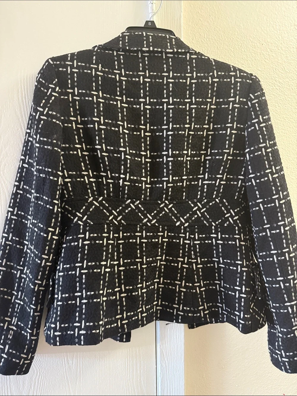 Nanette Lepore Black and White Check Tweed Blazer